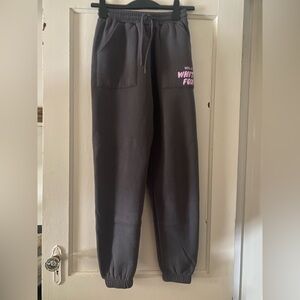 White Fox Grey  Sweatpants with Pink Logo NEW!